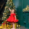 Ivanna red puffy sleeve dress